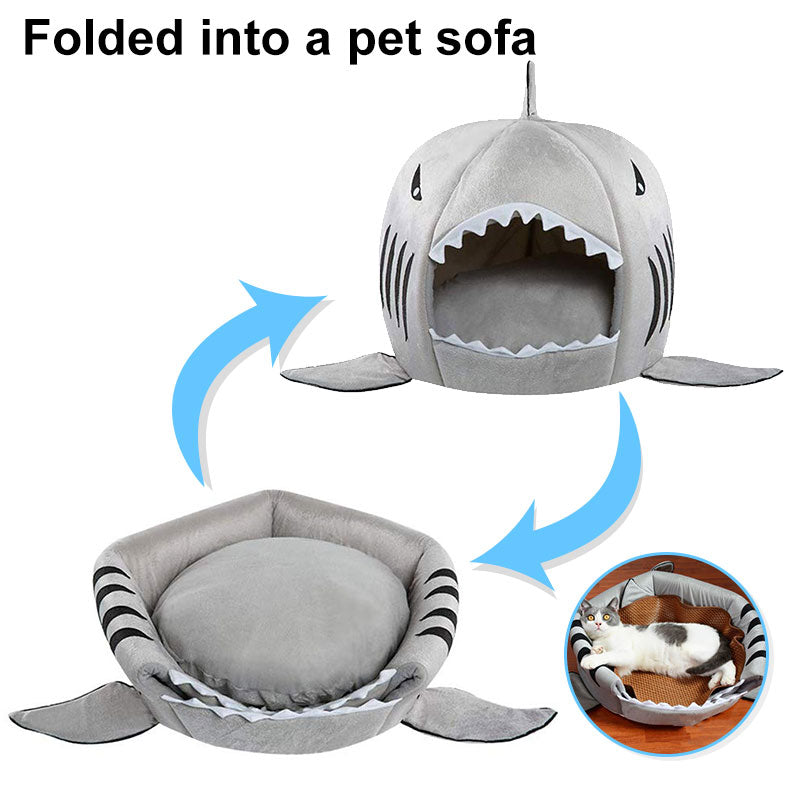Shark Pet Bed Small Dog Cat House Indoor soft Kennel