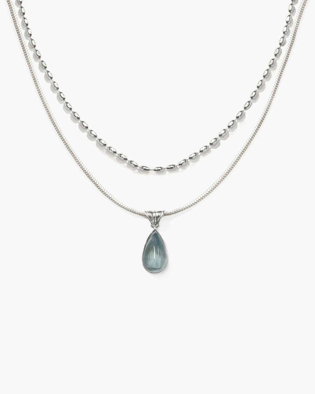Waterdrop Necklace Set in Silver
