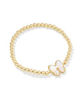 Haley Gold Bow Stretch Bracelet in Ivory Mother of Pearl
