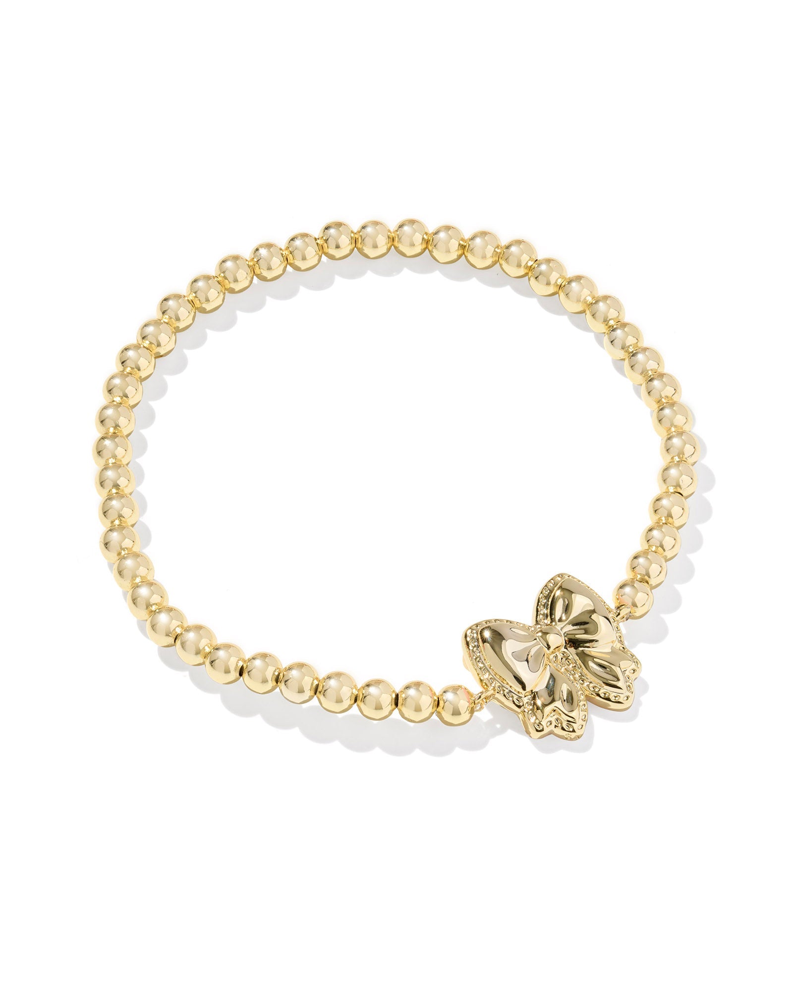Haley Gold Bow Stretch Bracelet in Ivory Mother of Pearl