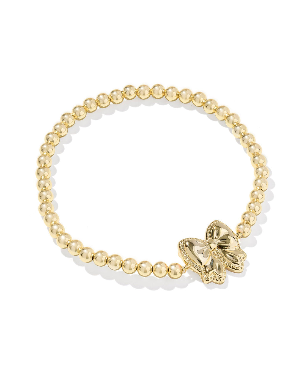 Haley Gold Bow Stretch Bracelet in Blush Ivory Mother of Pearl