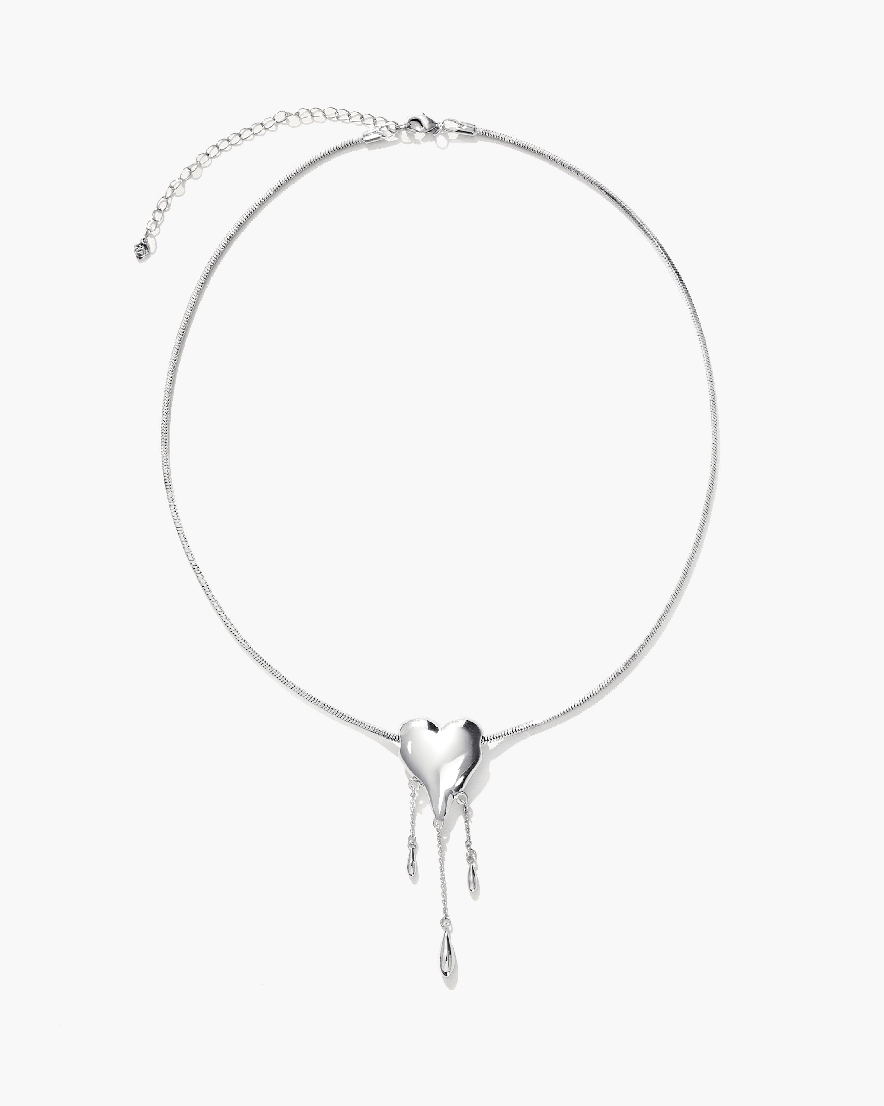 Venom’s Golden Drip Heart Necklace in Silver
