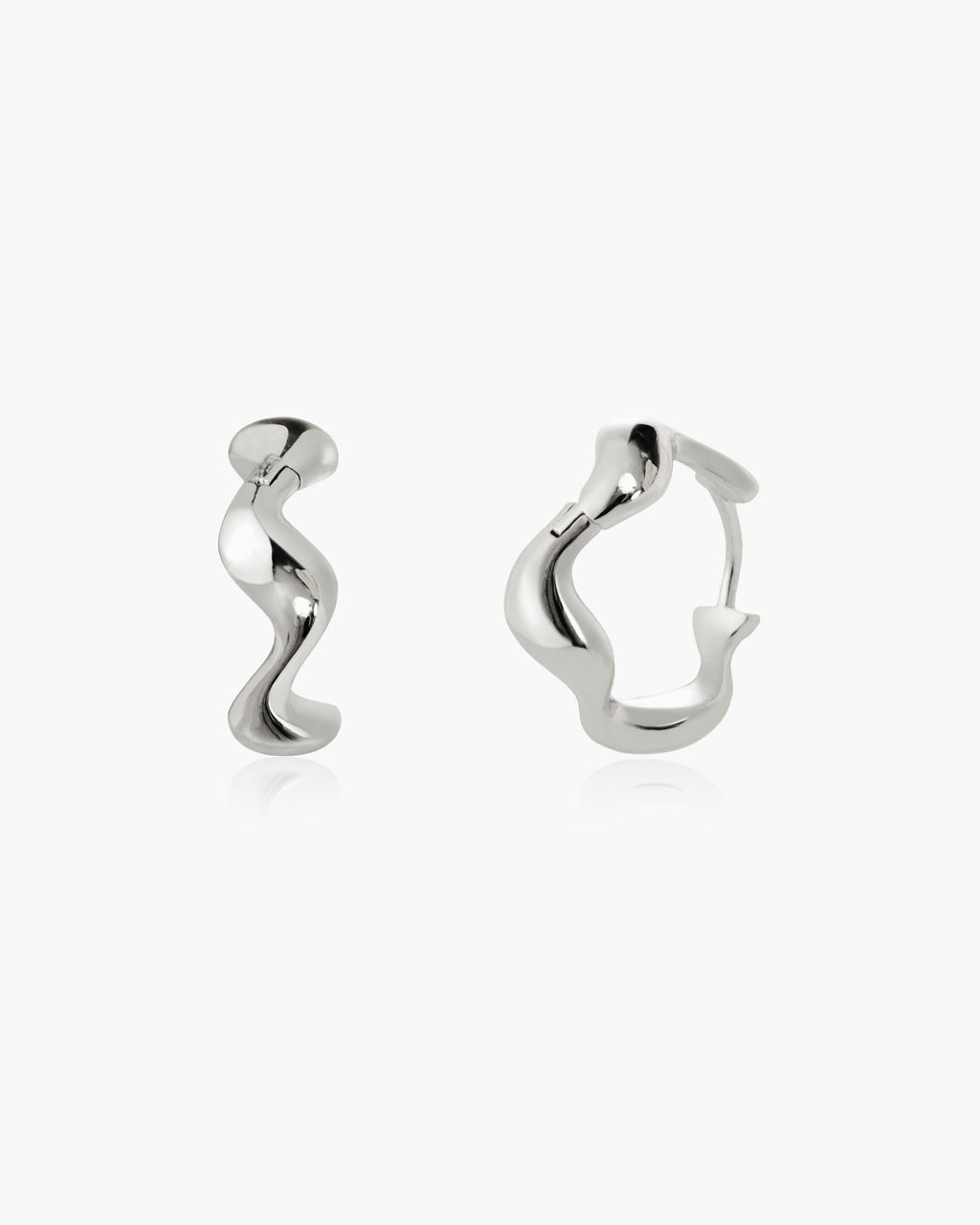 Silver Wave Hoop Earrings