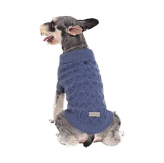 Small Dog Warm Winter Sweater MengMengDa Pet Clothes Puppy Knitwear for Small to Medium Breeds Dog Outfits (Dark Blue M)