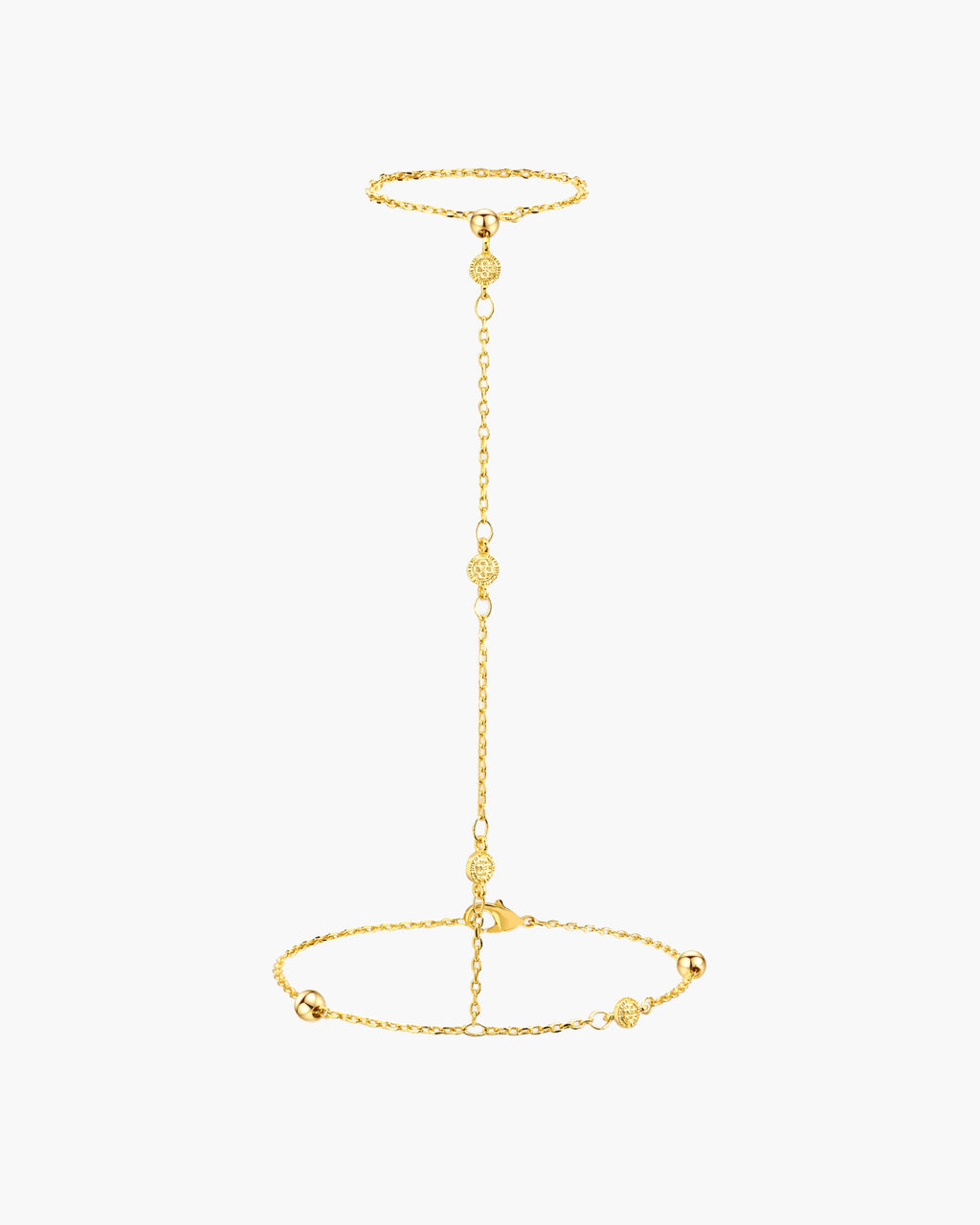 Hojas Coin Hand Chain Bracelet in Silver