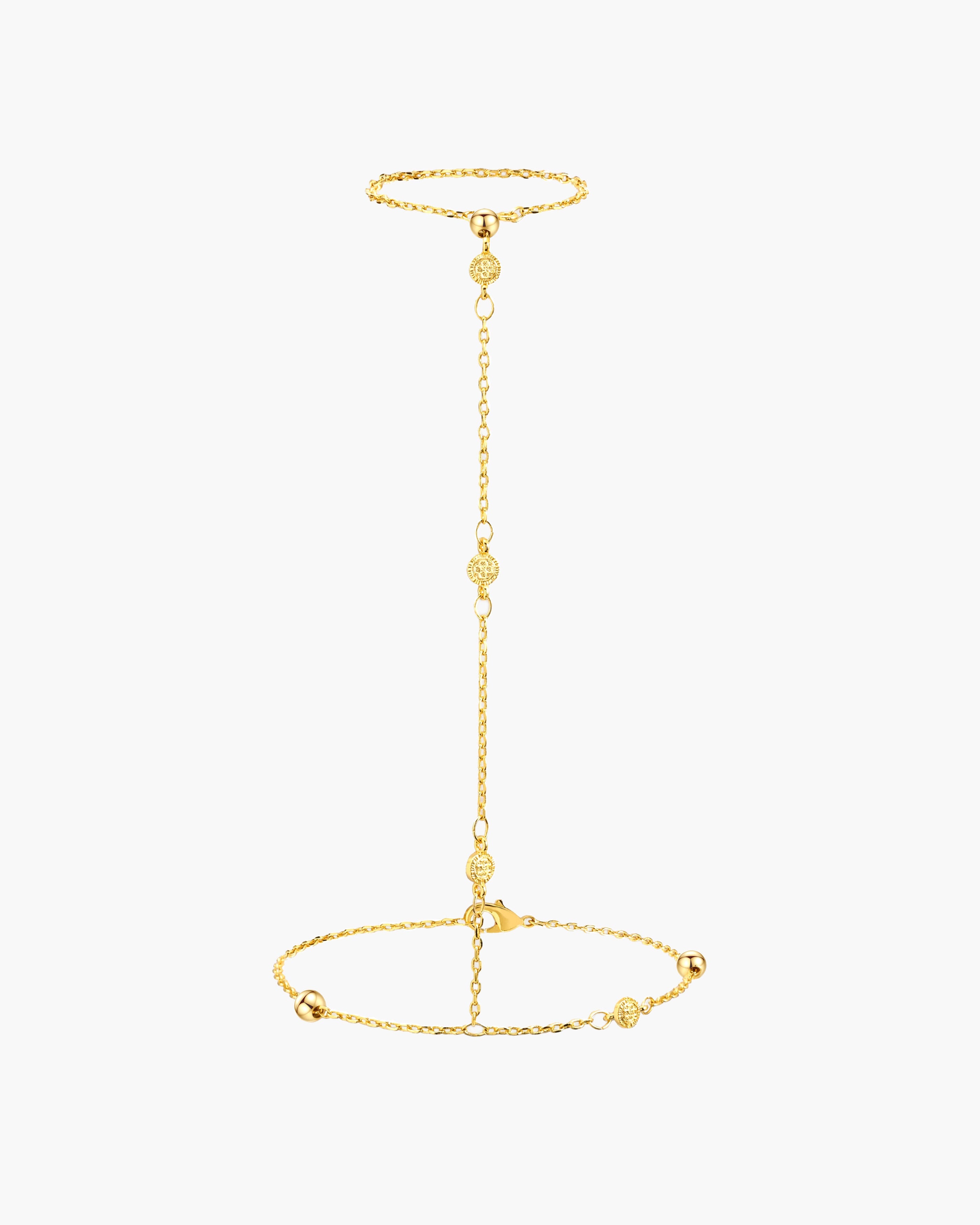 Hojas Coin Hand Chain Bracelet in Silver
