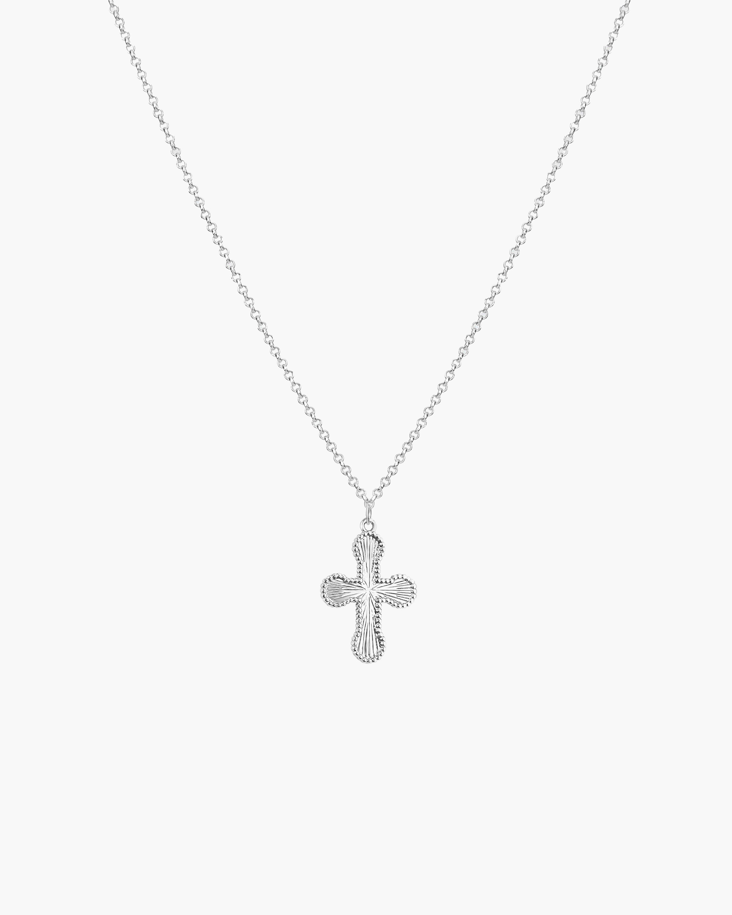 Mini Cross Pendant Necklace in Silver