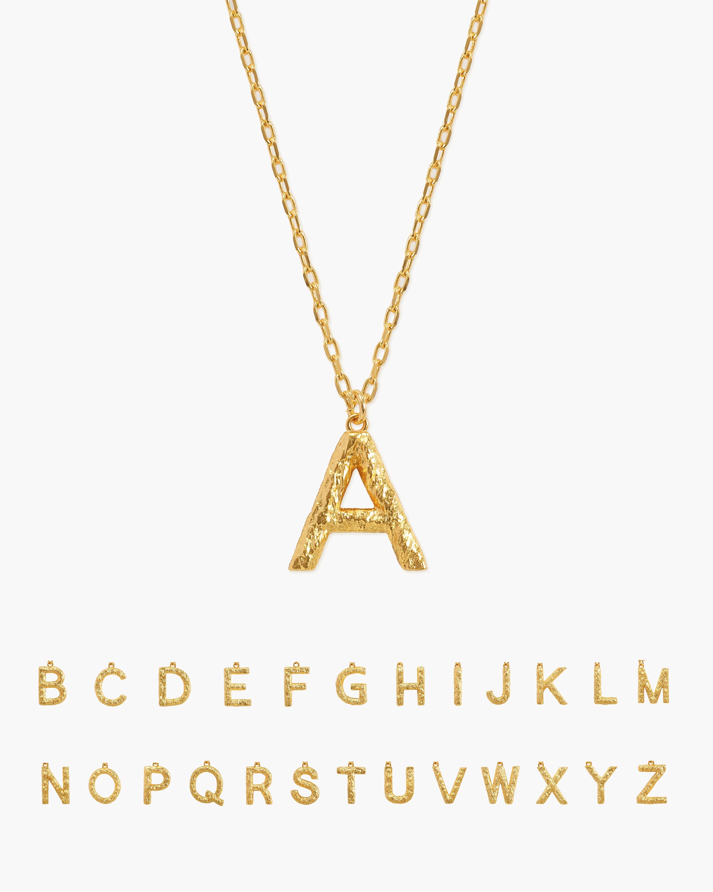Textured Initial Letter Necklace in Silver
